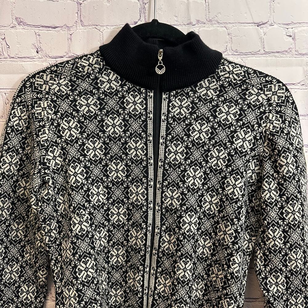 Dale of Norway Women's Frida Jacket Sweater Full Zip Black & White Small FLAWED - Picture 2 of 16